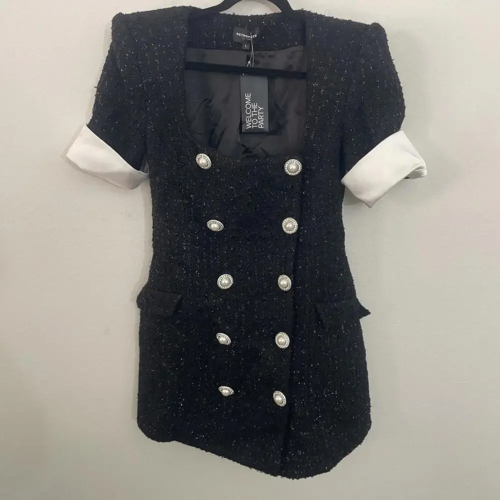 Retrofete Noreen Dress black tweed tweed size L NWT $478msrp - Picture 4 of 10